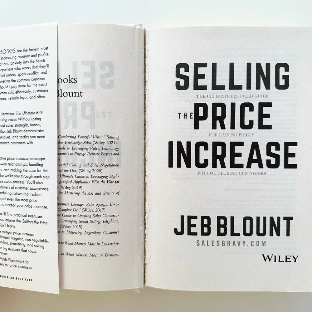 BUSINESS ECONOMICS SALES Hardcover: Selling the Price Increase by Jeb Blount EUC
